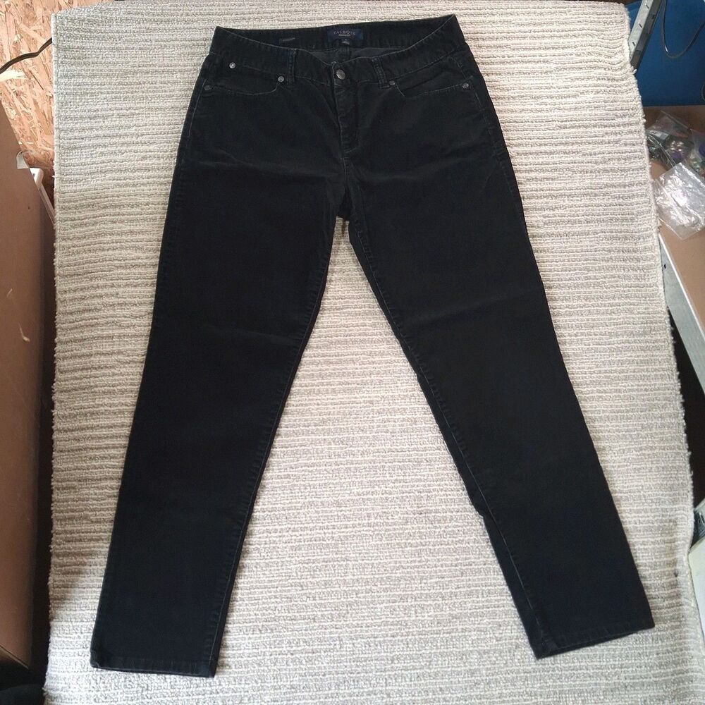 TALBOTS SIGNATURE WOMEN SIZE 8 BLACK CORDUROY PANTS STRAIGHT STRETCH COTTON BLEN